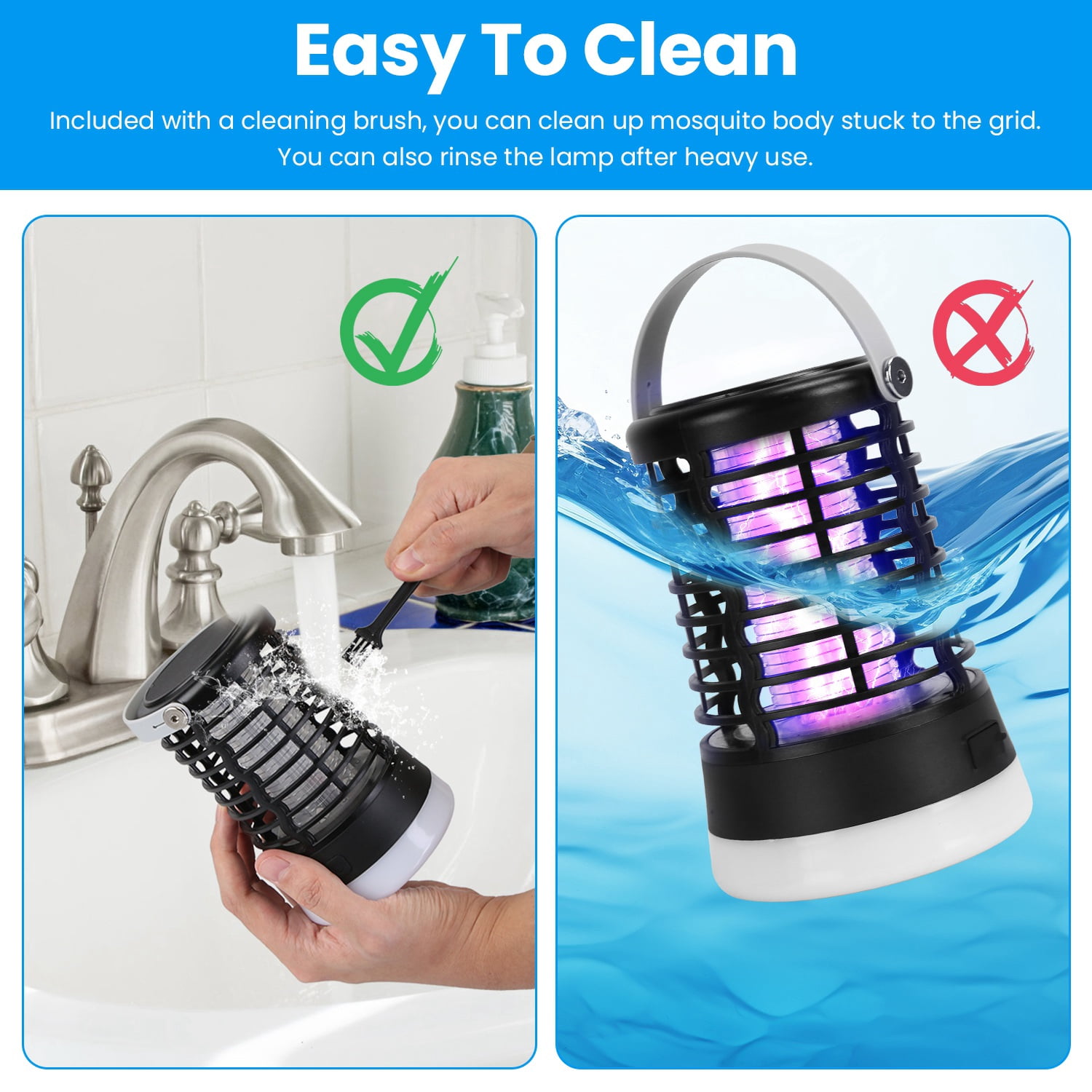 iMounTEK Mosquito Control Fly Light Portable Rechargeable Bug Zapper Triple Lighting Modes Waterproof, Black