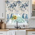 thumbnail image 6 of Blue Christmas Swag Valances for Windows, Kitchen Curtains 36 Inch Length 2 Panels Set, Xmas Gnomes Balls Tree Snowflake Gifts Short Curtains for Small Windows Rod Pocket Cafe Curtains Drapes 28"x36", 6 of 8