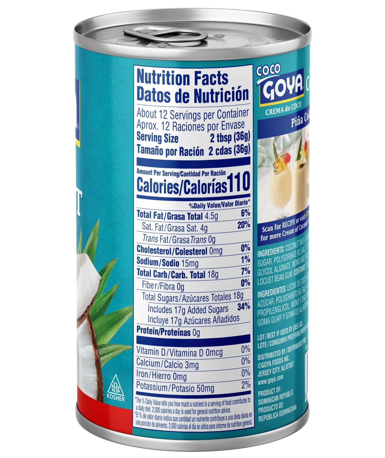 (3 pack) GOYA Cream of Coconut 15 oz Can