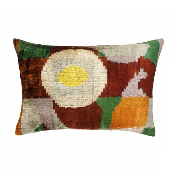 Everglades Silk Velvet Ikat Throw Pillow, 16" X 24"