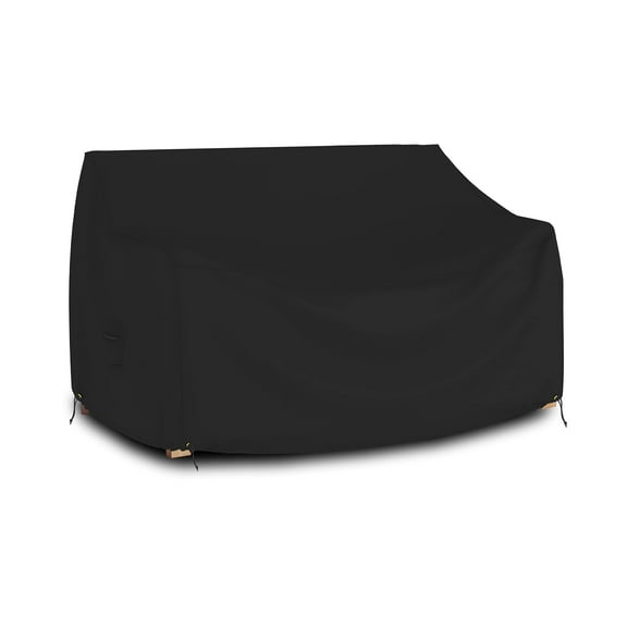 COVERS&ALL Outdoor Loveseat Bench Couch Covers - Heavy Duty 18 Oz Durable Waterproof Outdoor Furniture Sofa Cover with Air Vents and Drawstring for Snug Fit (58W x 31H x 33D x 15FH, Black)