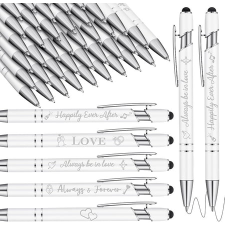 XD2-36 Pcs Wedding Pens Bulk Bridal Shower Pens Favors Bachelorette 6 Styles Retractable Ballpoint Wedding Favors Supplies for Guest Game Office(Rose Gold)*2