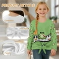 thumbnail image 6 of Xoenoiee Frog Music Note Print Girls T Shirts Crewneck Long Sleeve Blouse for Girls Lightweight Tie Knot Front Top Girls Fashion Clothes Pullover, 7-8 Year, 6 of 7