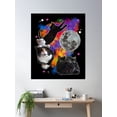 thumbnail image 2 of Three Cats One Moon - Kitties Meowing At The Moon Poster Wall Art, Modern Wall Decor, 24x36 UNFRAMED, 2 of 3