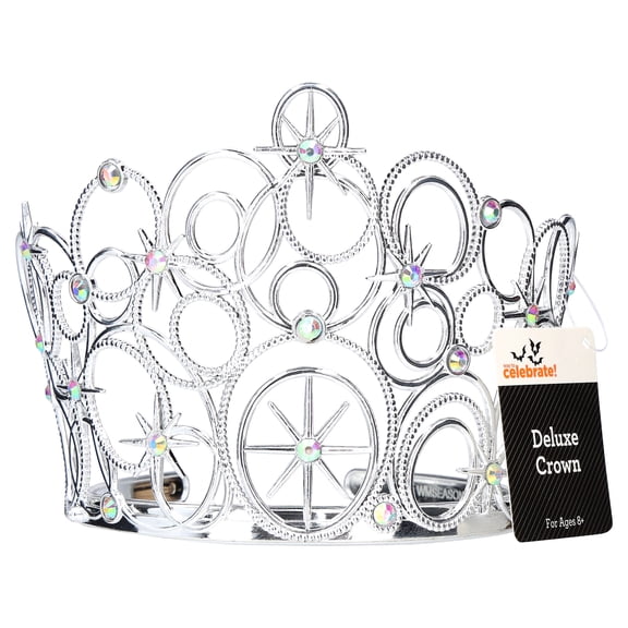 Deluxe Crown Costume Accessory for Adults, Silver, Halloween by Way To Celebrate