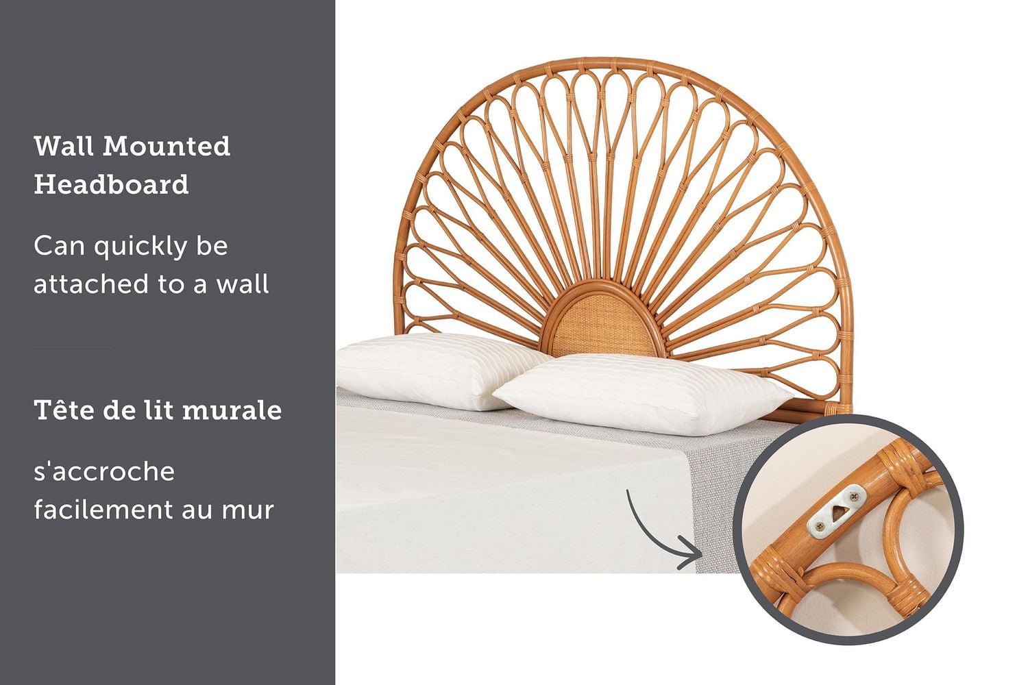 Tête de lit murale en rotin Fleur délicate de la collection Balka South Shore