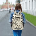 thumbnail image 6 of FORMRS Unisex Backpack Elementary School Travel Bookbag with Reflective Stripes, Beige Birds, 6 of 7