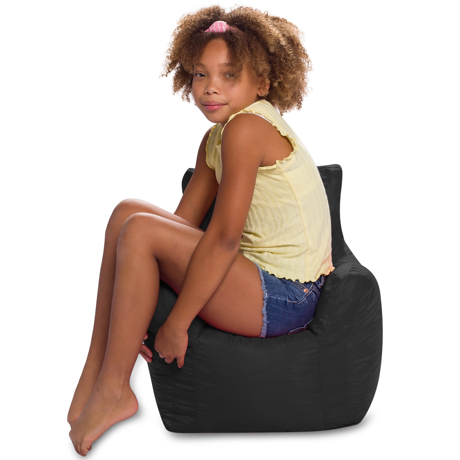 Posh Creations Pasadena Bean Bag Chair, Kids, 1.8 ft, Black