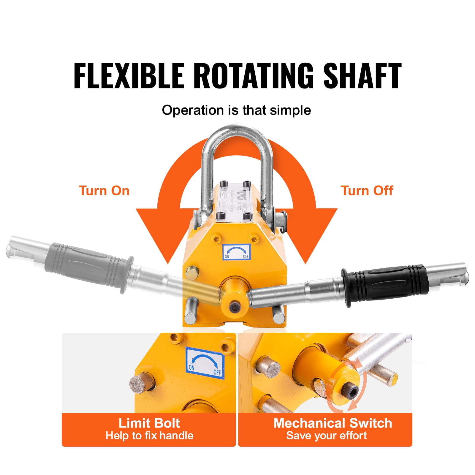 VEVOR Magnetic Lifter, 1320 lbs/600kg Pulling Capacity, 2.5 Safety Factor, Steel and Neodymium, Lifting Magnet with Release, Permanent Lift Magnets, Heavy Duty Magnet for Hoist, Block, Shop Crane