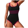 thumbnail image 1 of PEASKJP Womens Swimsuits One Piece Womens One Piece Swimsuit Tummy Control Slimming Bathing Suit High Waisted Ruched Swim Suit Color Block Swimwear,Red S, 1 of 9