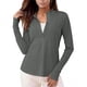 thumbnail image 2 of Craaazy Women Athletic Half Zip Top, Solid Color Long Sleeve Sun Protection Shirt, Slim Fit Stand Collar Top for Workout Gifts, 2 of 9