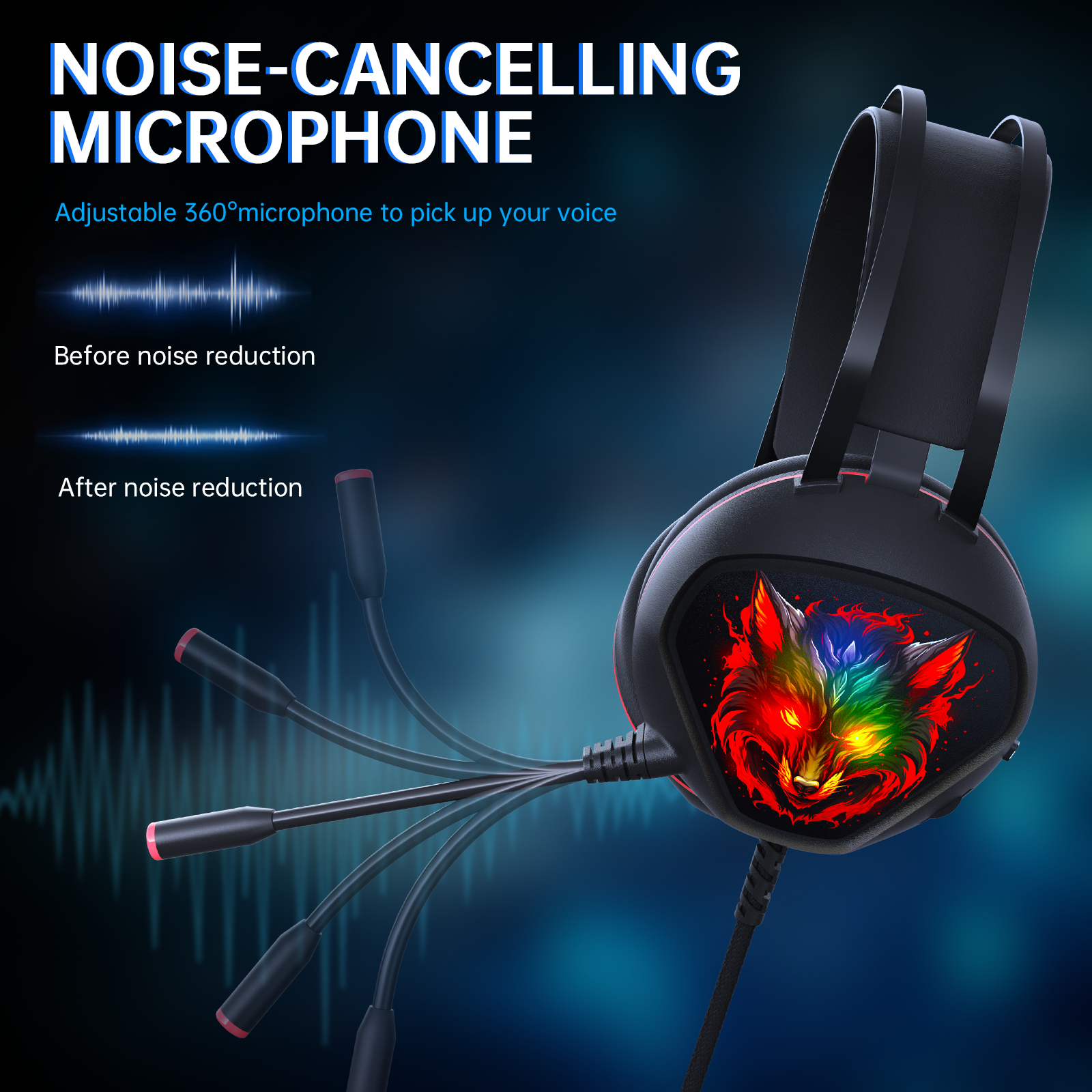 Ecomoment Wired Gaming Headset With RGB Light and Surround Sound photo 8