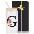 thumbnail image 1 of Vaso para Beber de Vidrio Wulcea Monogramado 480 mL con Tapa y Popote, 1 of 6