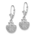 thumbnail image 2 of Diamond2Deal 14K White Gold Scallop Shell Leverback Earrings for Women (L- 1.19 in, W-0.49 in), 2 of 4