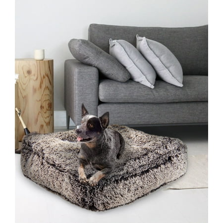 Bessie and Barnie Frosted Willow Luxury Extra Plush Faux Fur Rectangle Pet/Dog Bed - Small