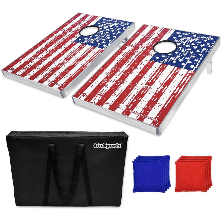 American Flag USA CORNHOLE BEANBAG TOSS GAME w Bags Game Boards Vintage Set 989 
