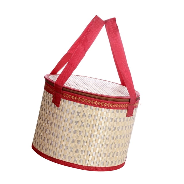 Cesta de embalaje de regalos de regalo de almacenamiento de alimentos de canasta de bambú de canasta tejida con asa para pasteles