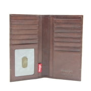 Wrangler Leather Checkbook Wallet - Brown