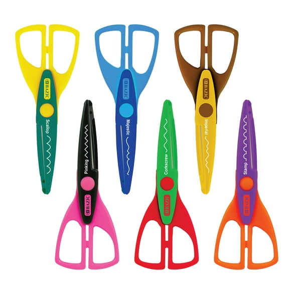 BAZIC 6.5" Decorative Paper Edge Scissor Set, Assorted Color, 6-Pack