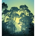 thumbnail image 3 of Nature Duvet Cover Set, Mist Forest Scenery with Tree Tops at Sunset Woodland Rural Landscape, Decorative 3 Piece Bedding Set with 2 Pillow Shams, Calking Size, Hunter and Green, by Ambesonne, 3 of 3