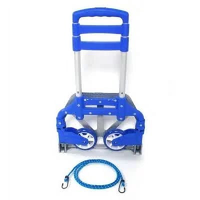 Portable Folding Hand Cart, Aluminum Hand Truck, Push Truck Trolley, Lightweight Collapsible Trolley Luggage, 165.35lbs Weight Capacity, Blue
