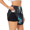 thumbnail image 1 of Balery Artistic Moon Valley Wolf Pantalones cortos deportivos para mujer con forro y dos bolsillos, elásticos, para entrenamiento, gimnasio, yoga-XX-Large, 1 of 7