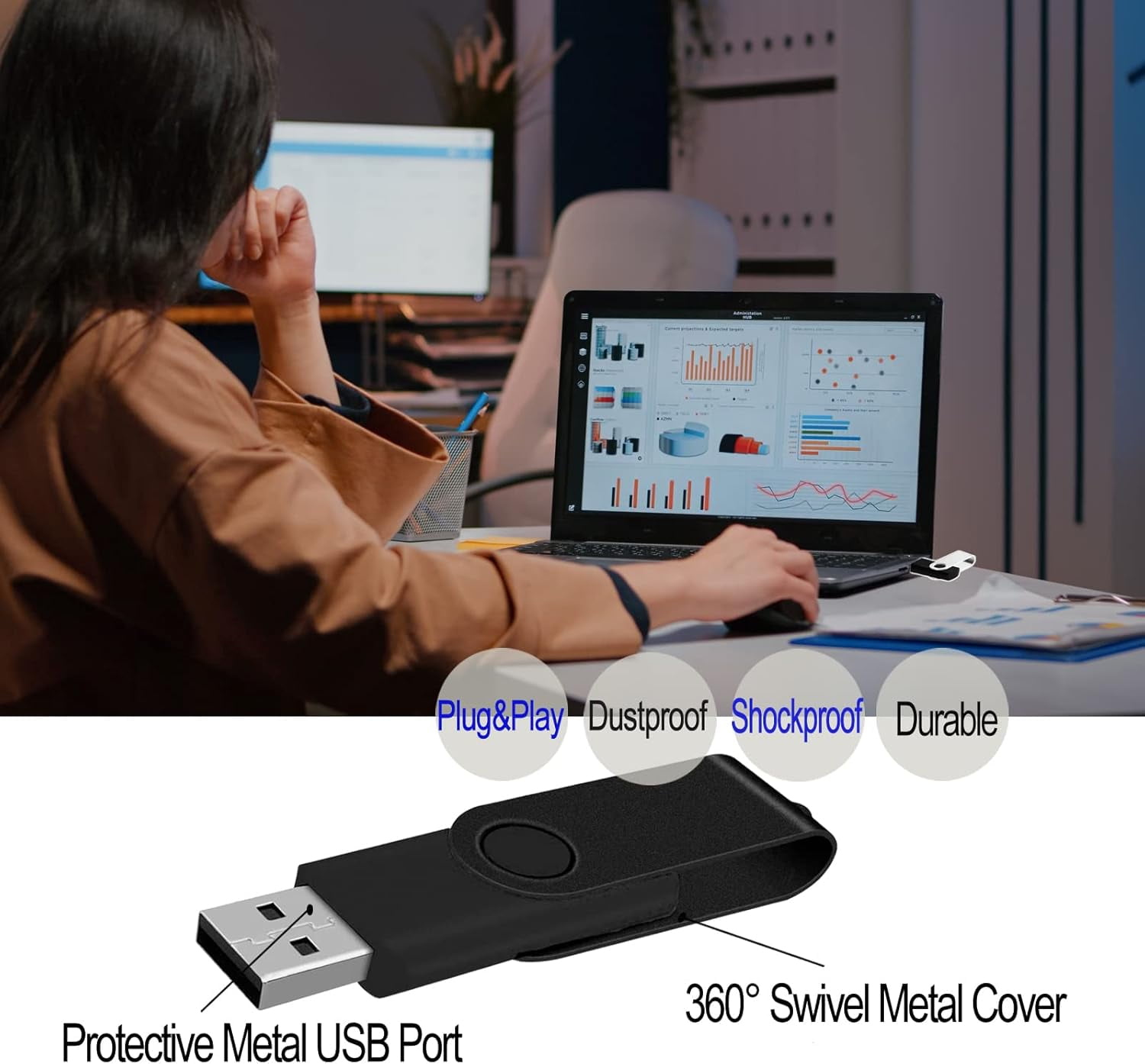 50Pack capacity flash drive 1GB USB 2.0 flash drive thumb drive loose USB drive loose (black 50PCS)