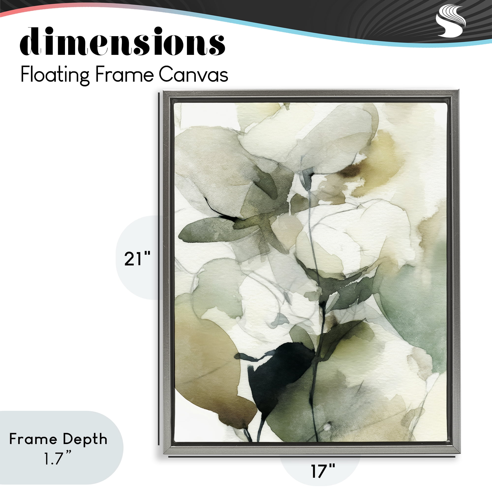 Stupell Industries Floral Branches in Motion Gray Framed Floater Canvas Wall Art, design by Svetlana Aleynikova