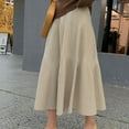 thumbnail image 2 of Mrat Midi Skirt Women's Long Knitted Sweater with High Waist and Pleated A-Line Skirt High Slit Skirt S-60 Beige One Size, 2 of 9