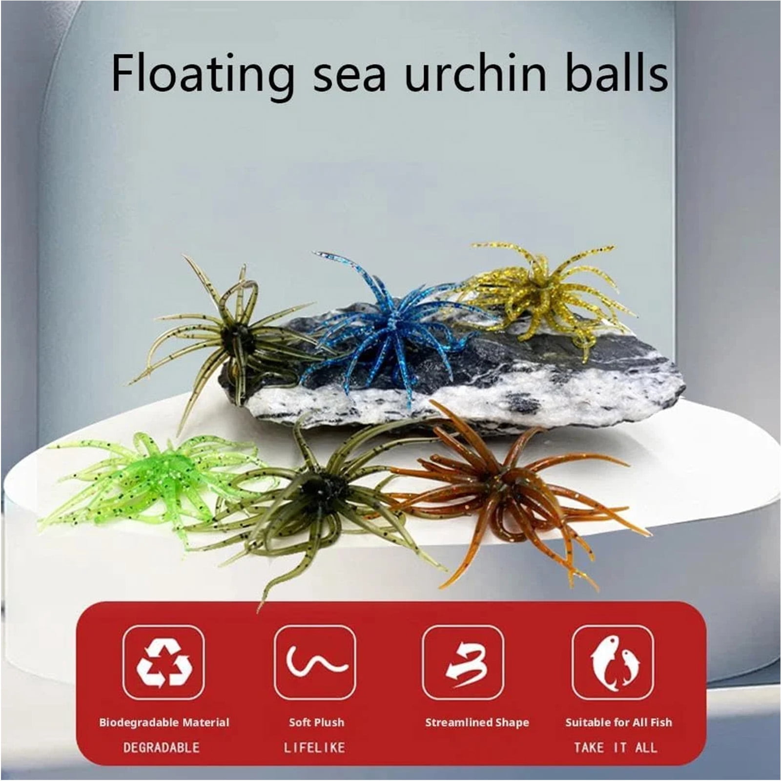 Sea Urchin Bait,Bass Fishing Bait,Soft Artificial Simulation Sea Urchin Wormss Lures for Bass,Black Pits, Mandarin Fish, Snakehead, Catfish,Versatile Angling for Shore River Lake