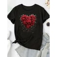 thumbnail image 2 of Camisetas con diseño gráfico para mujer, playera corta, clásico, estética, ropa de verano de los 90Women's T-Shirt with Rose Heart Design - Casual & Comfy, Machine Washable - Perfect for Spring & S, 2 of 6