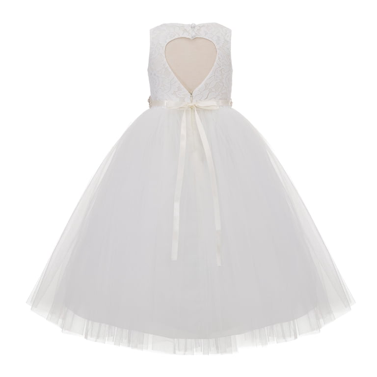 white dress heart cut out Crystal Heart Back Dress