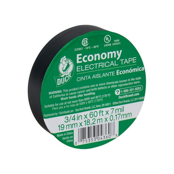 Duck 1219-60 0.75 in. x 60 ft. Vinyl Electrical Tape- Pack of 10