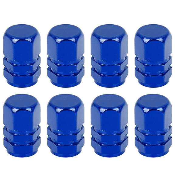 Motoforti 8pcs Navy Blue Tire Stem Valve Caps Wheel Valve Covers Car Dustproof Hexagon Shape Aluminium Alloy Tire Cap