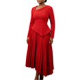 thumbnail image 1 of Women's Fall Wrap Maxi Dress High Waist Pleated Party Cocktail Ruffle Long Dress, 1 of 3