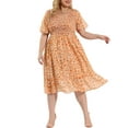 thumbnail image 2 of Agnes Orinda Women's Plus Size Clothes Smocked Floral Elegant Midi Flare Dresses 3X White, 2 of 7