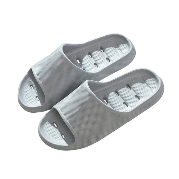 Xfvqtps Shower Shoes for Mens and Womens Couples Slide Hollow Sole Quick Drying Lightweight Non Slip Open Toe Solid Color Indoor Beach EVA Slipper Gray