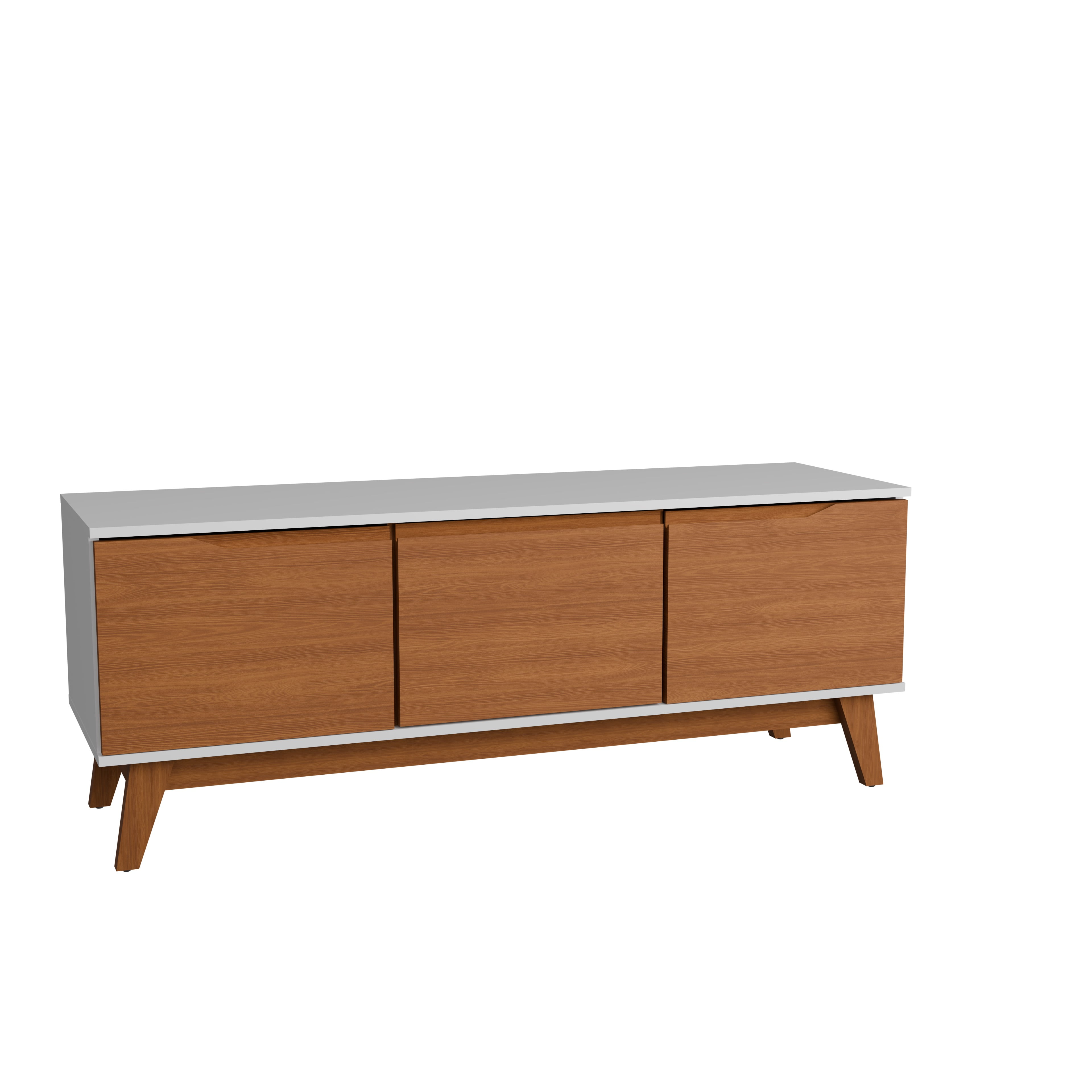 Kappesberg Athens 3-Door Tv Stand with Soft-Close Doors and Built-in Handles - White/Golden Oak - for Adults and Teens