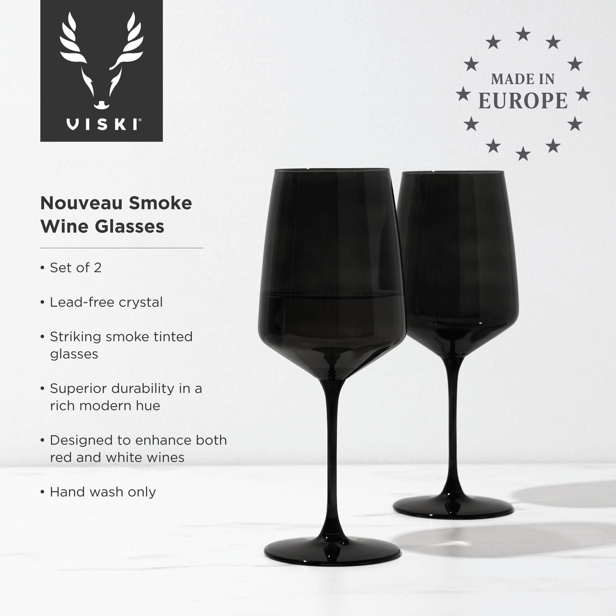 Stacking Wine Glasses- Black S/2 - Lark - A Modern Marketplace