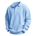thumbnail image 6 of BXJX Boys Button Sweatshirts, Long Sleeve School Lapel Collar Waffle Knit Pullover Tops Light Blue Size 7-8 T, 6 of 9