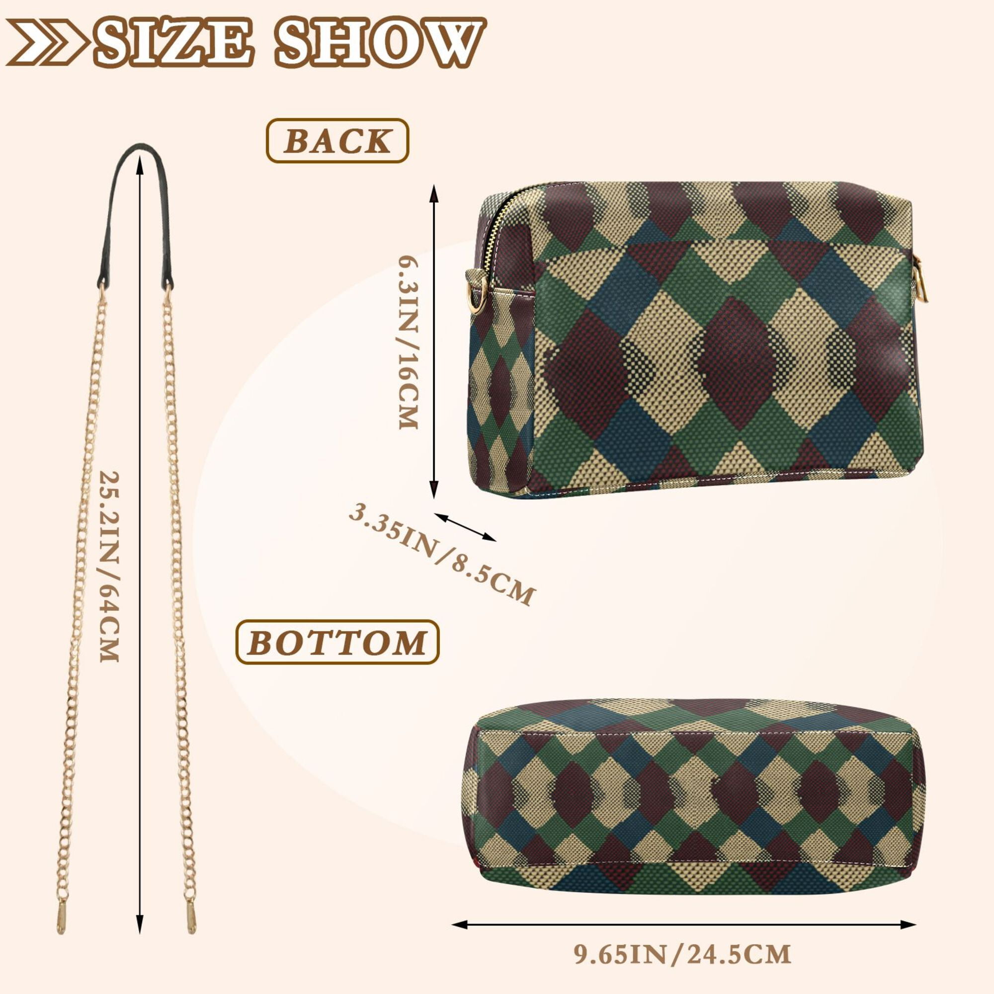 FORMRS Women Crossbody Purse with Chain Strap Vegan Leather Shoulder Handbag, Green Tartan Pattern