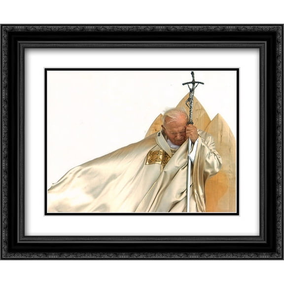 Pope John Paul II 1920 - 2005 (H) 2x Matted 24x20 Black Ornate Framed Art Print