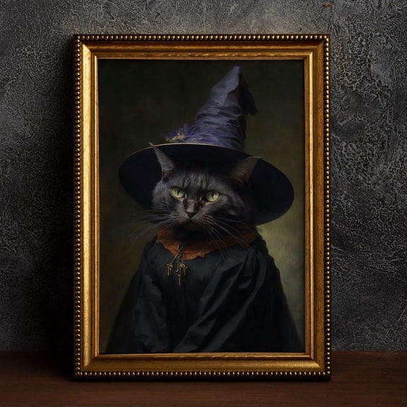 Cat Witch, Vintage Poster, Art Poster Print, Dark Academia, Gothic Victorian, Wicca
