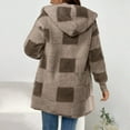 thumbnail image 5 of TrdSipl Women's Plaid Sherpa Fleece Jacket Fall Casual Warm Up Cardigan Long Open Front Trendy Fuzzy Coat Outerwear with Pockets, 5 of 6
