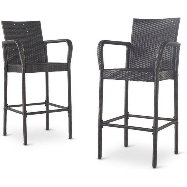 Noble House Delfina Tabourets de Bar en Osier pour Extérieur - Ensemble de 2, Gris