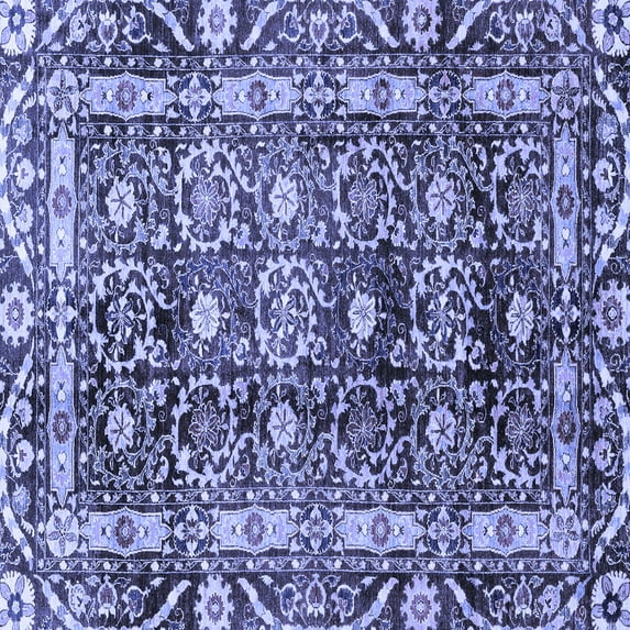 Ahgly Company Machine Washable Indoor Square Oriental Blue Traditional Area Rugs, 6' Square