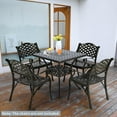 thumbnail image 7 of MEETWARM 30.5" Square Patio Dinning Table, Outdoor Cast Aluminum Dinning Table with 2.2" Umbrella Hole, Dark Bronze, 7 of 7