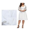 thumbnail image 3 of Plus Size V-Neck Back Zip Lace 3/4 Sleeve Midi Skater Dress, 3 of 8