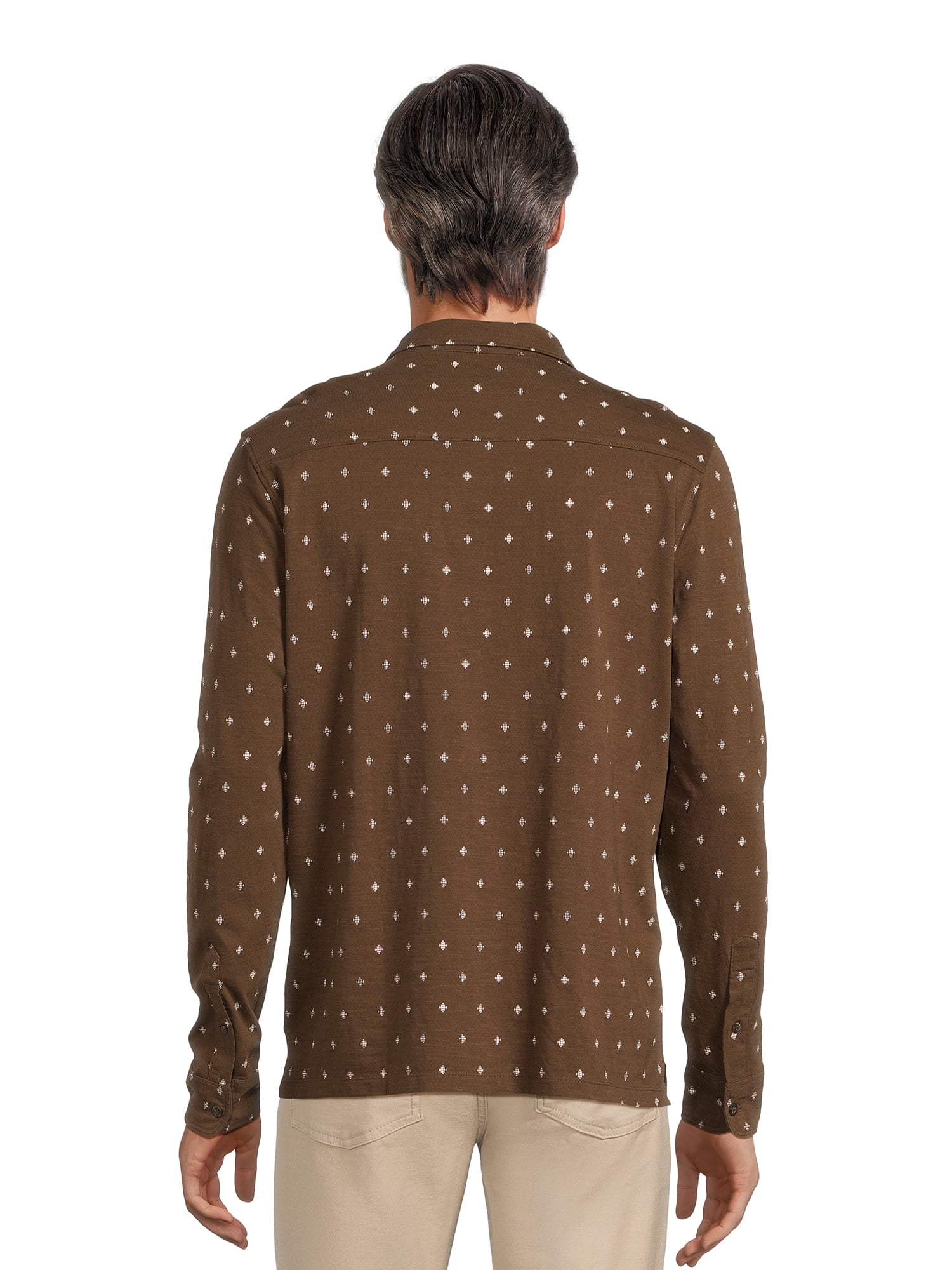 George Men’s Knit Button Down Shirt with Long Sleeves, Sizes S-3XL
