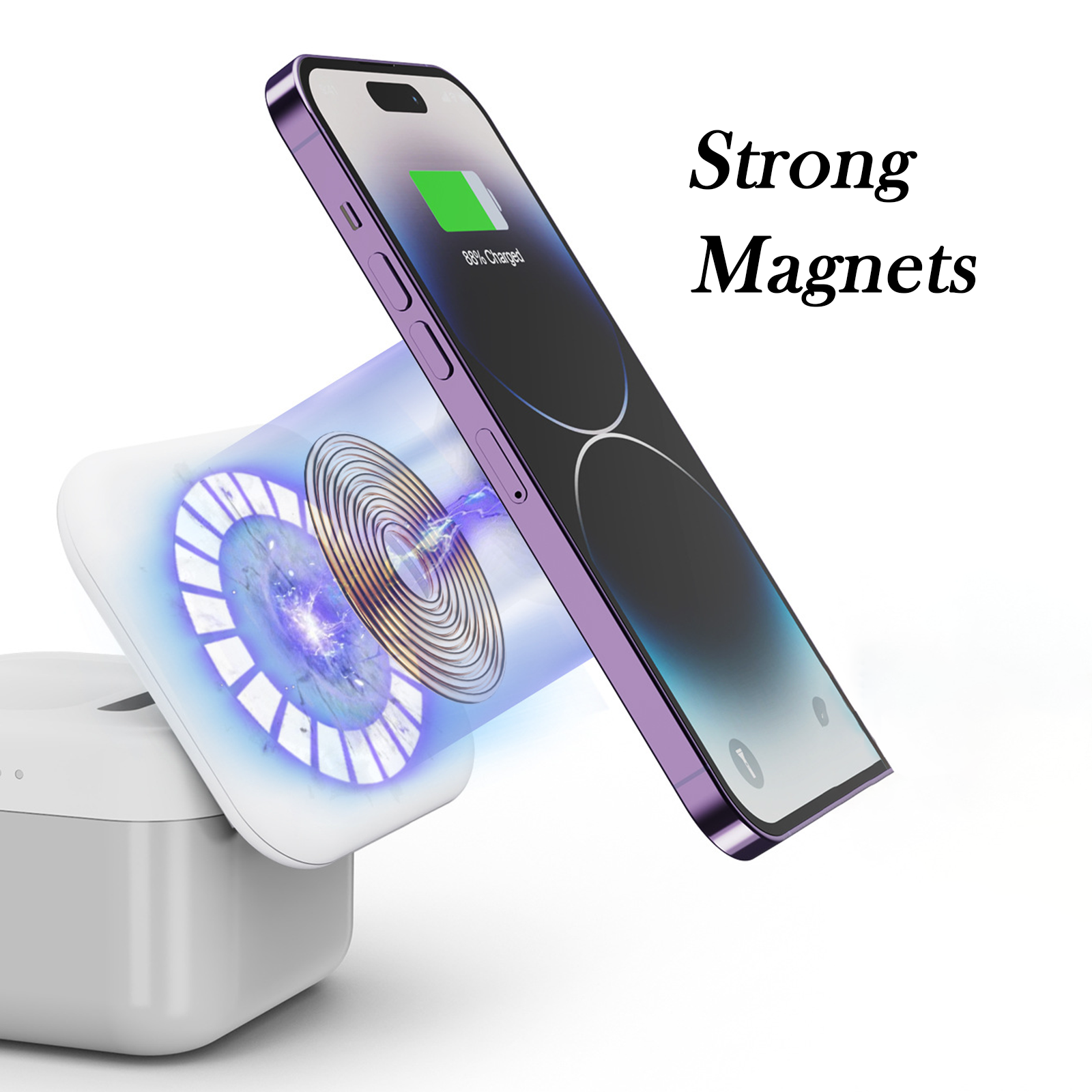 3 in 1 Charging Station for Apple, Wireless Phone Charger Stand with Night Lamp, Travel Foldable Magnetic Cube Magsafe Dock for iPhone 16 15 14 13 12 Series/Apple Watch/Airpods
